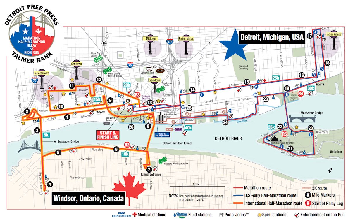 Detroit Free Press Marathon Mappa del percorso