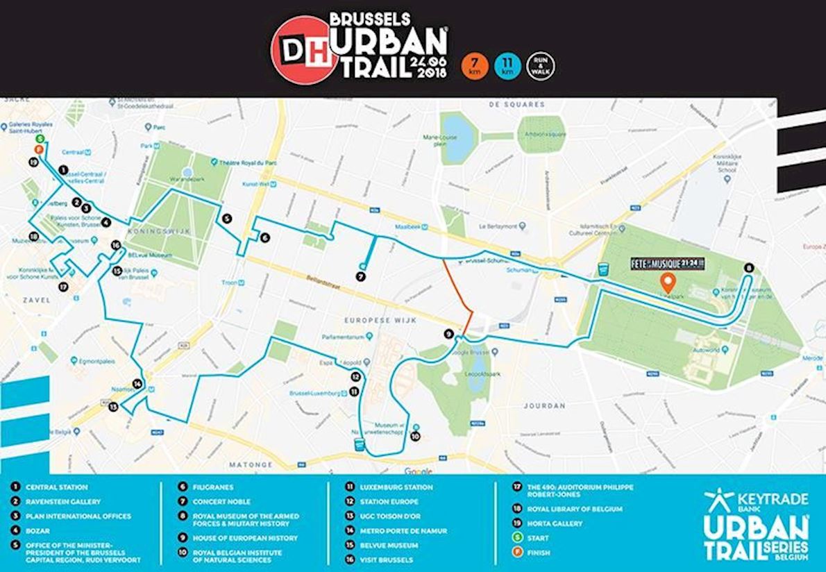 Urban Trail Brussels 路线图