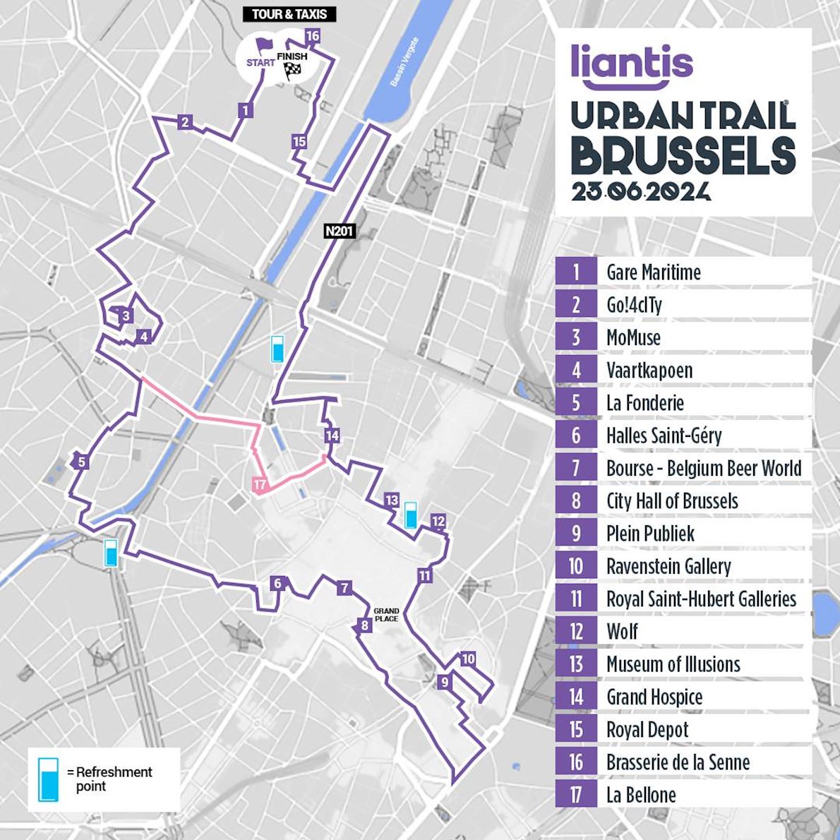 Urban Trail Brussels Mappa del percorso