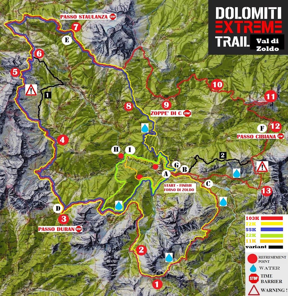 Dolomiti Extreme Trail Route Map