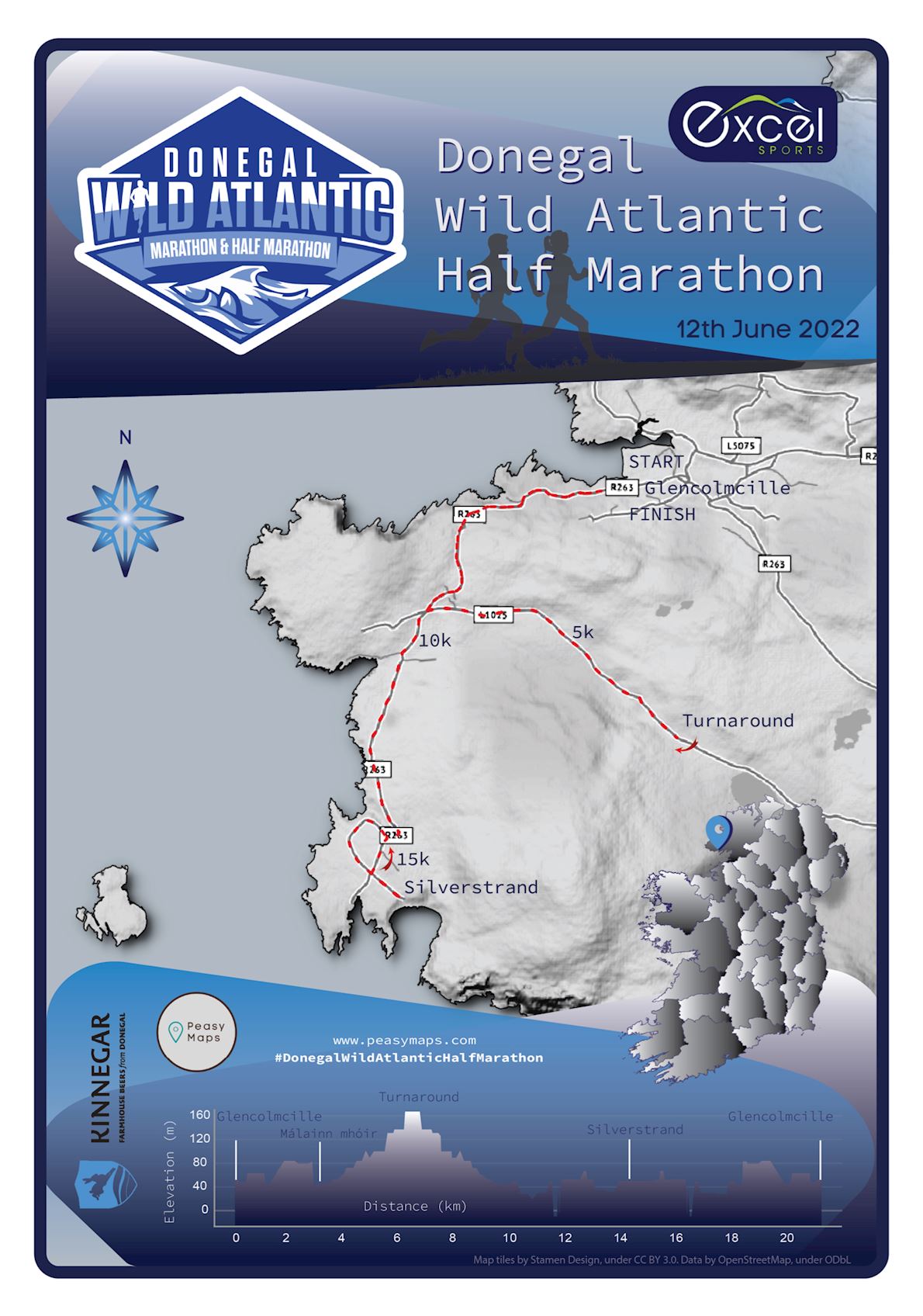 Donegal Wild Atlantic Marathon and Half Marathon Routenkarte