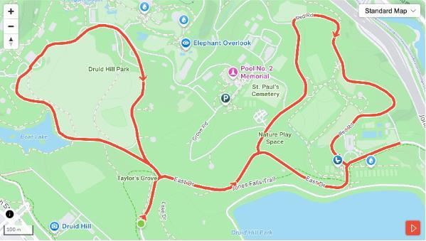 RunThrough Druid Hill Park 5K and 10K Route Map