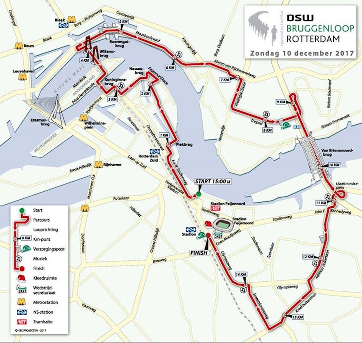 DSW Bruggenloop Rotterdam Routenkarte