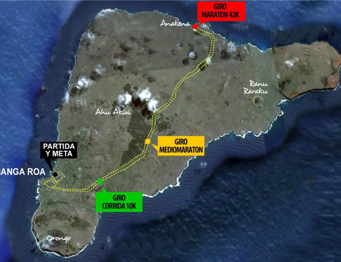 Rapa-Nui Easter Island Marathon Routenkarte