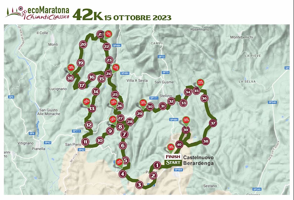 Ecomaratona Chianti Classico Mappa del percorso