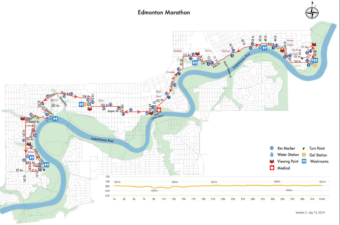 Edmonton Marathon Course Map 1190 
