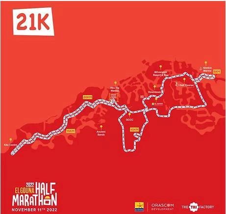 El Gouna Half Marathon Route Map