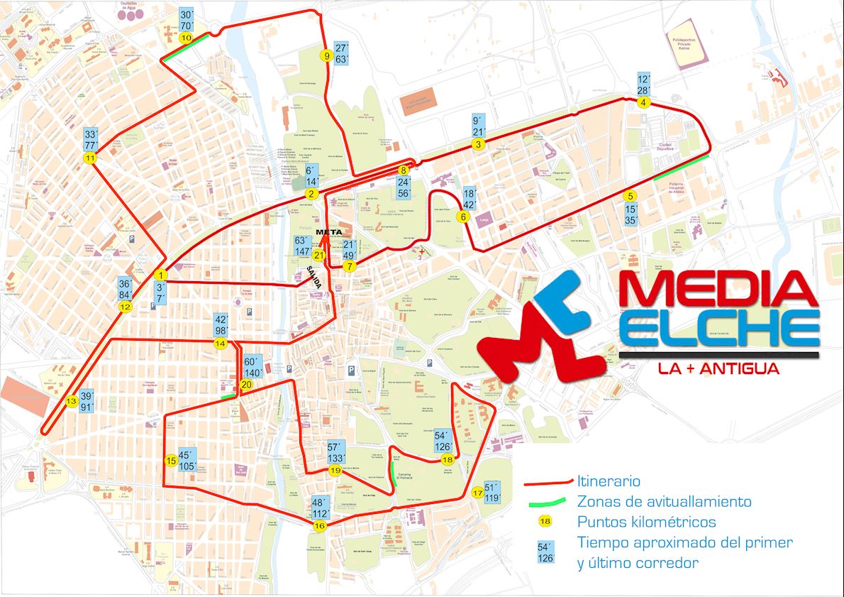 Elche Half Marathon - The Oldest of the World Route Map