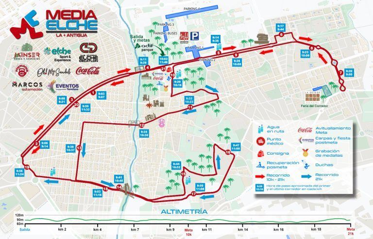 Elche Half Marathon - The Oldest of the World Route Map