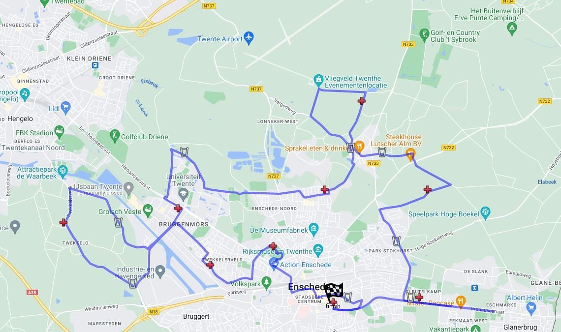 Enschede Marathon Routenkarte