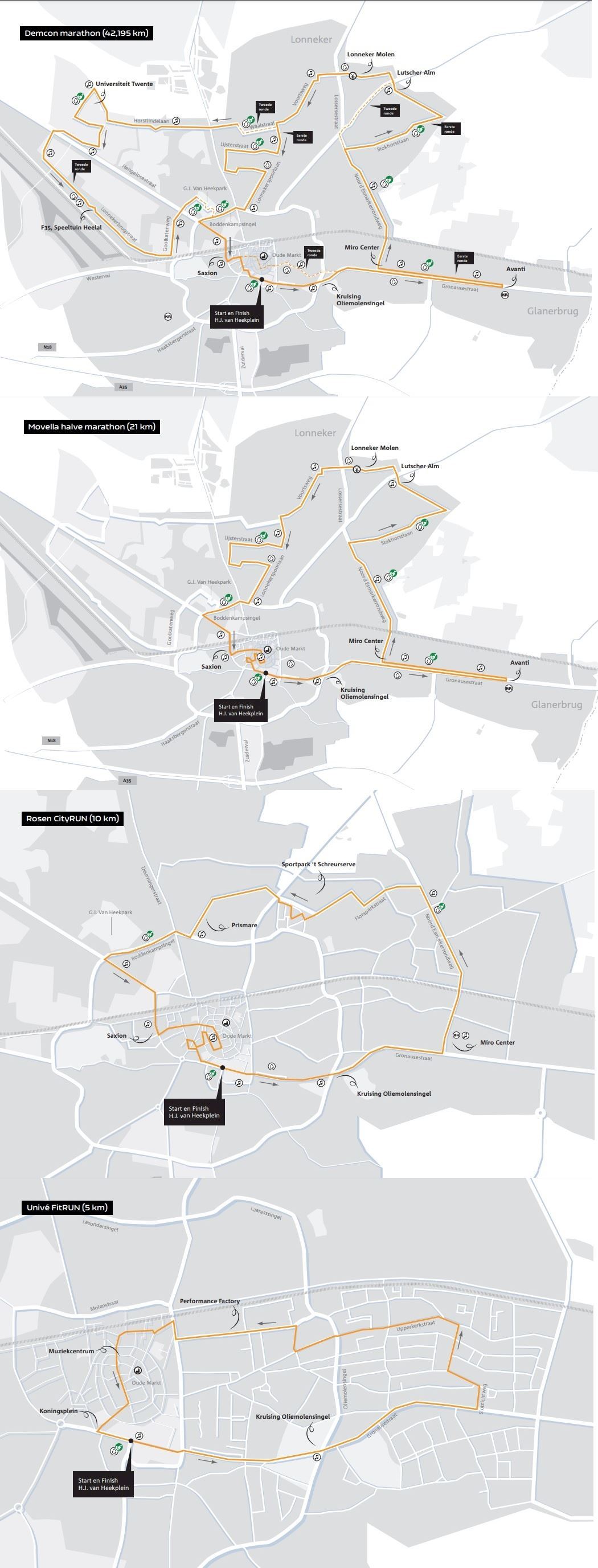 Enschede Marathon Mappa del percorso