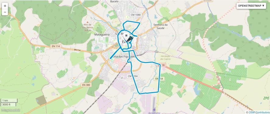 Évora Half Marathon Mappa del percorso