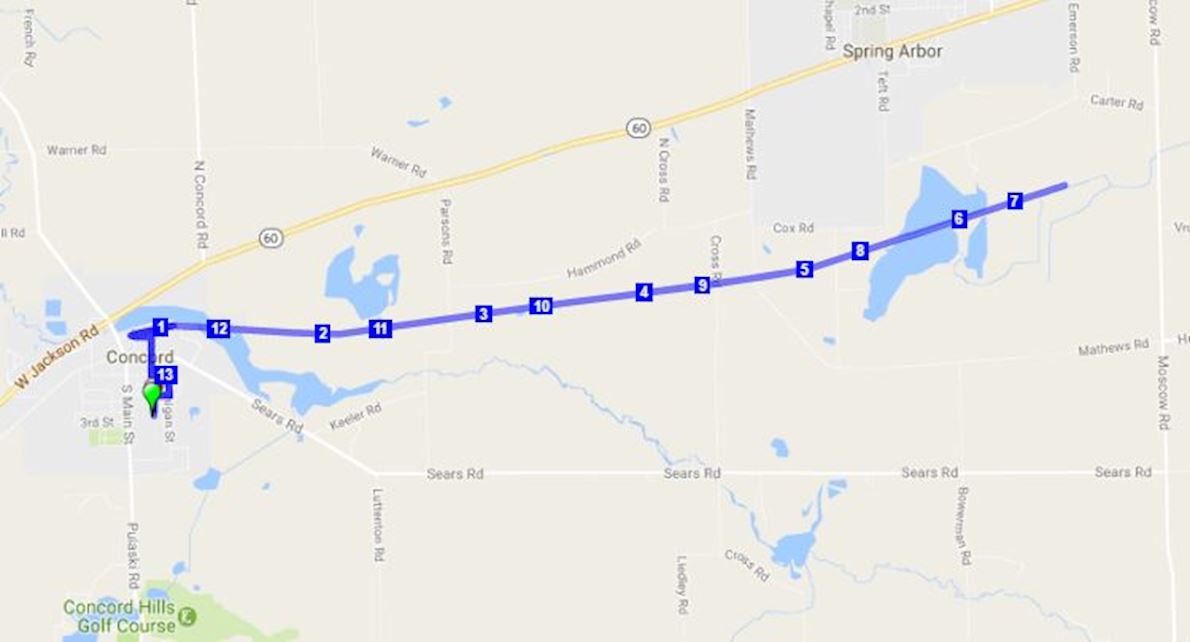 Falling Waters Trail 5K / 10K / Half Marathon Run / Walk Route Map