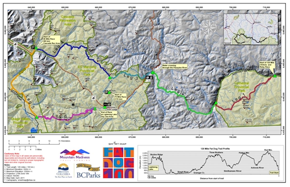 Fat Dog 120 Trail Race Route Map