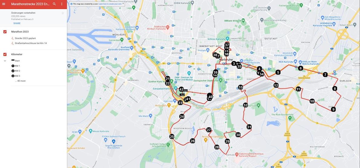 Fiducia & GAD Baden-Marathon Karlsruhe 路线图
