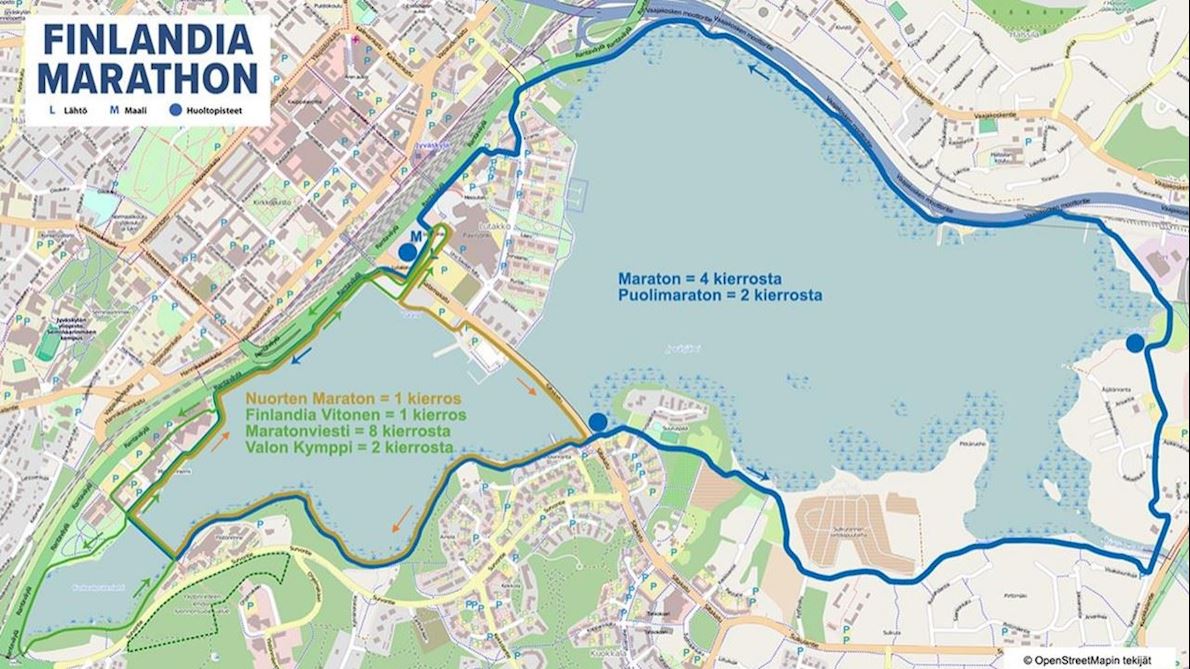 Finlandia Marathon Routenkarte