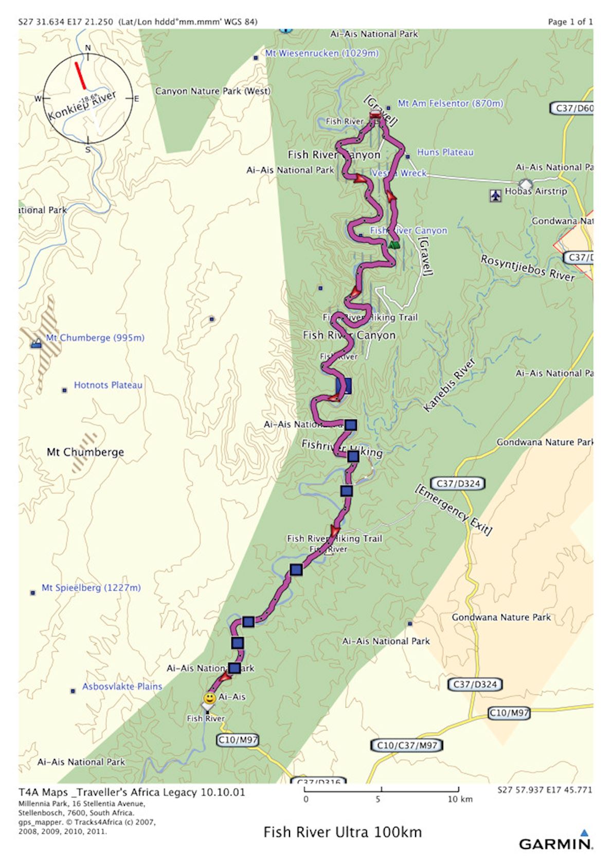 Windhoek Light Fish River Canyon Ultra Route Map