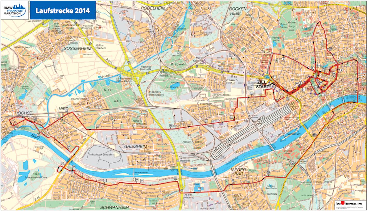 Mainova Marathon Frankfurt Mappa del percorso