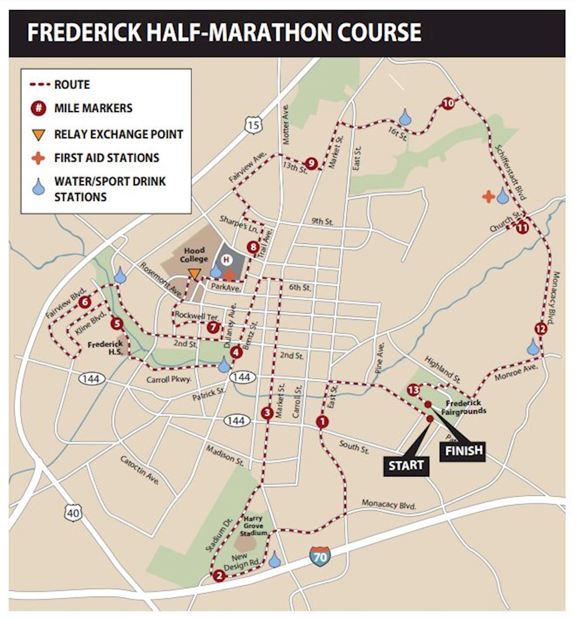 Frederick Running Festival Mappa del percorso
