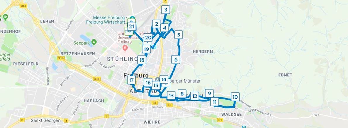 Freiburg Marathon 路线图