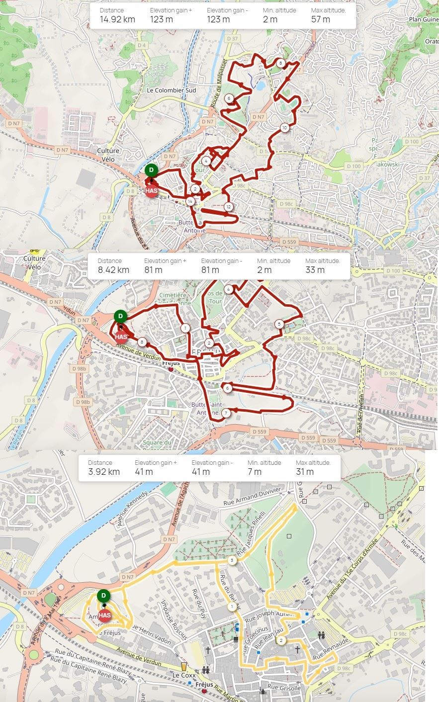 Frejus Urban Trail Mappa del percorso