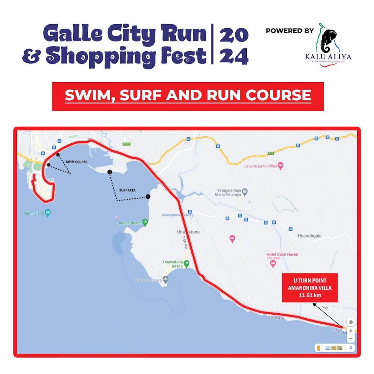 Galle City Run Route Map