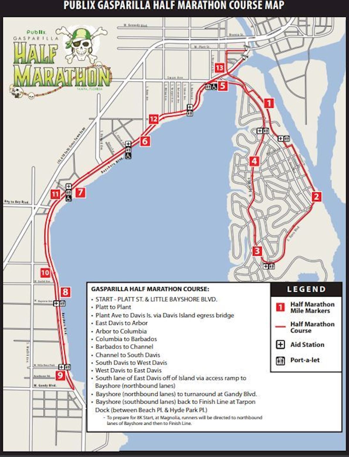 Tampa's Gasparilla Distance Classic 路线图