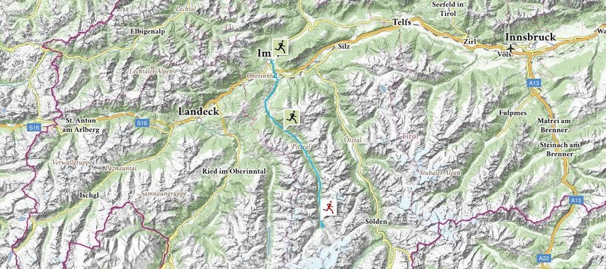 Gletschermarathon Pitztal-Imst Route Map