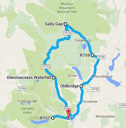 Glendalough Lap of the Gap Marathon Mappa del percorso