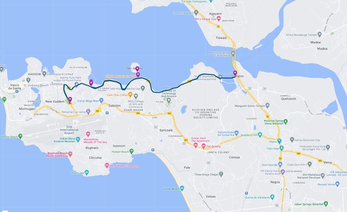 Goa River Marathon MAPA DEL RECORRIDO DE