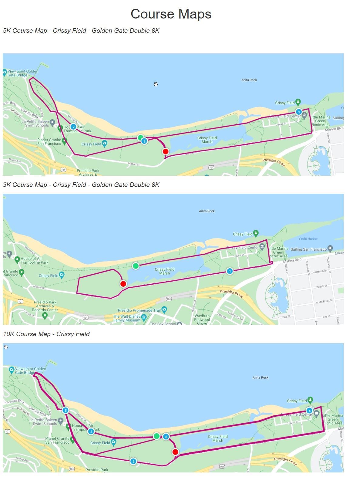 Golden Gate 10K, 5K, and Double 8K MAPA DEL RECORRIDO DE