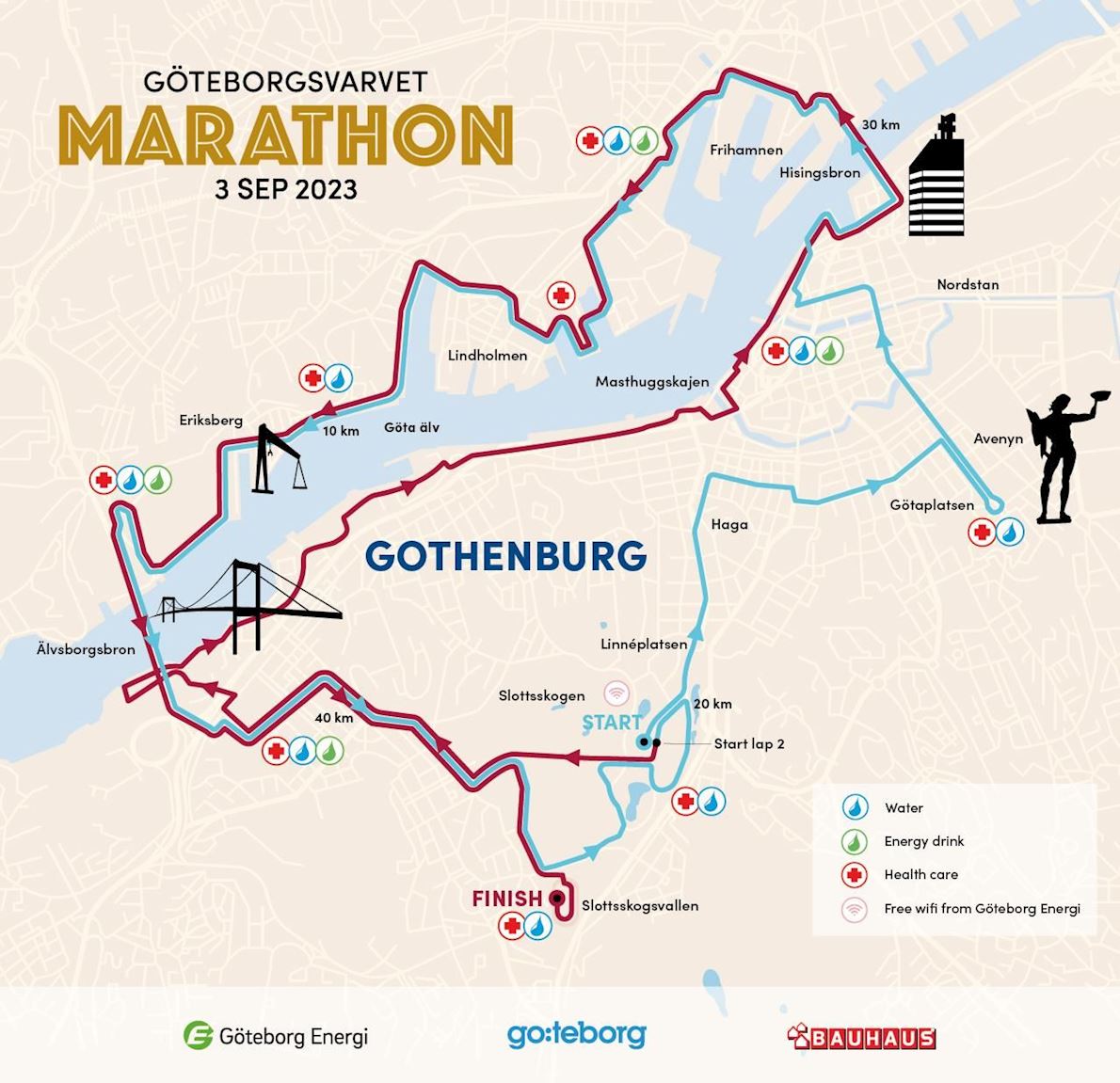 Goteborgsvarvet Marathon Mappa del percorso