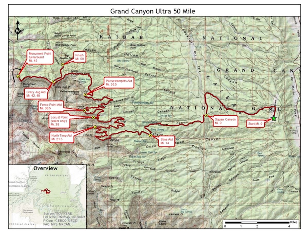 Grand Canyon Ultras Route Map