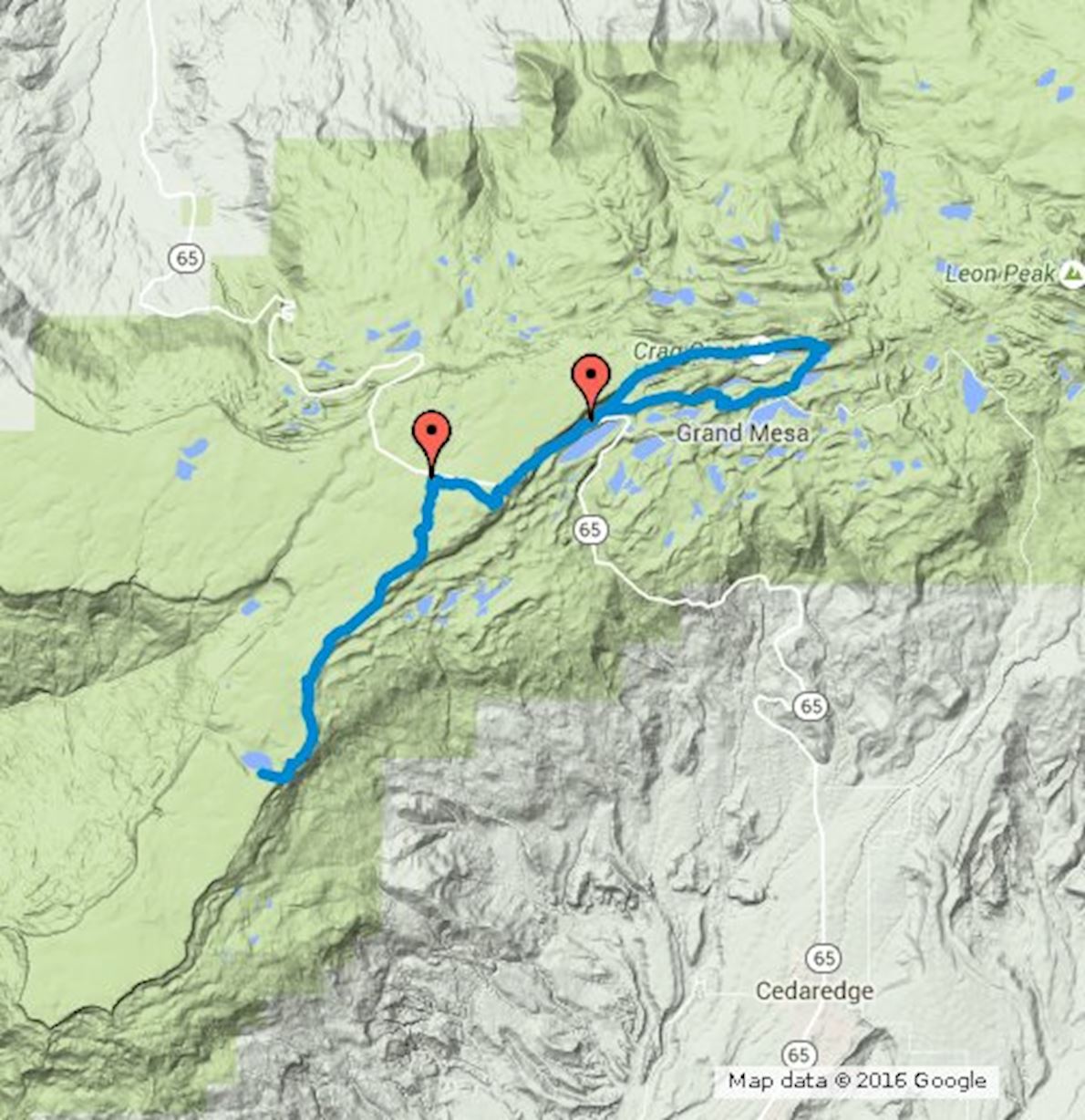 Grand Mesa Ultra 50K MAPA DEL RECORRIDO DE