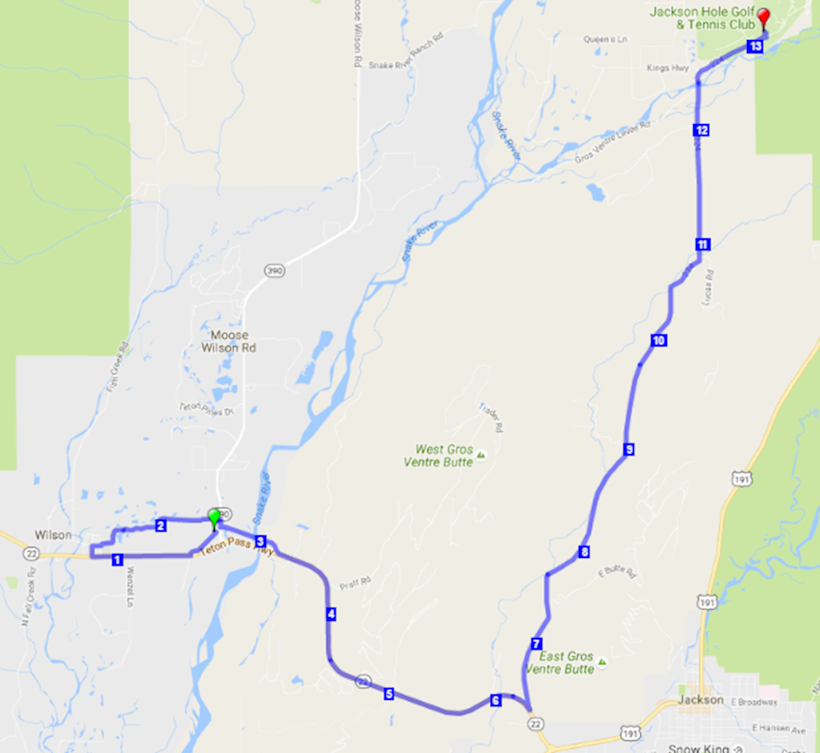 Grand Teton Half Marathon & 5K 路线图