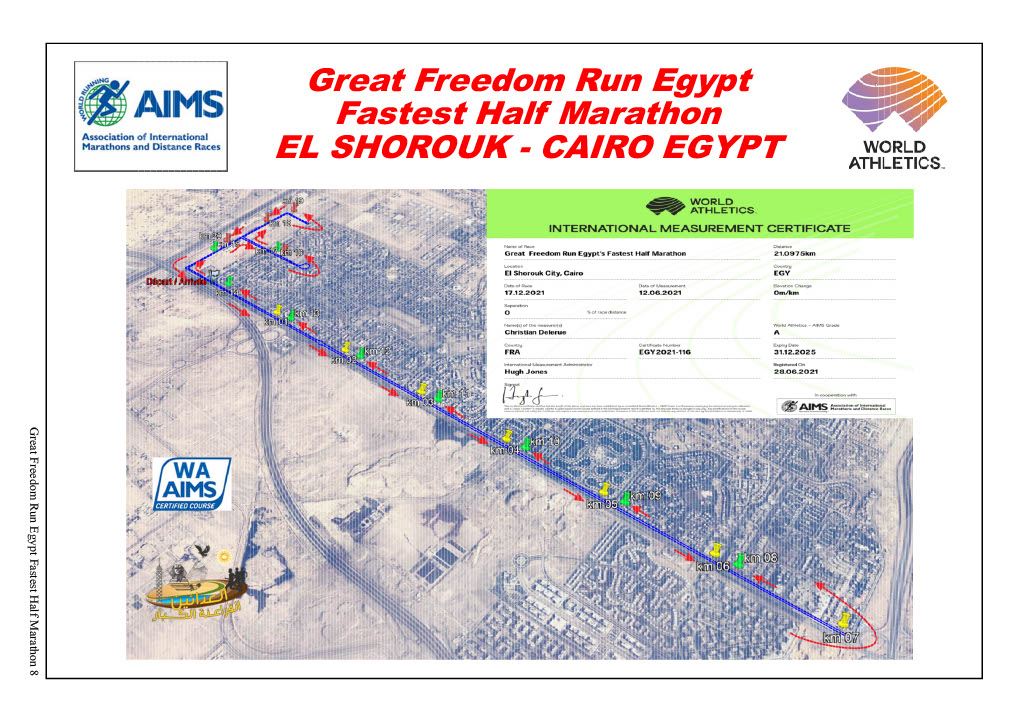  Great Freedom Run egypt's fastest half marathon 2022 Route Map