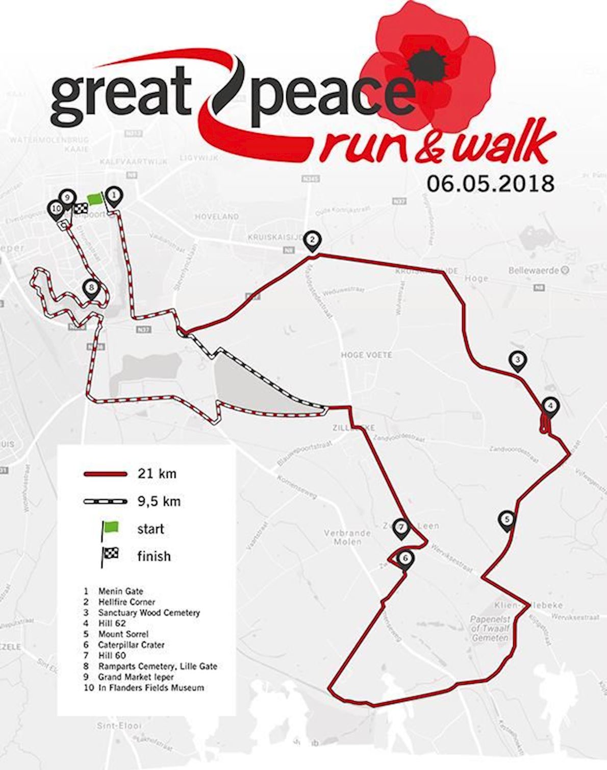 Great Peace Run & Walk Mappa del percorso