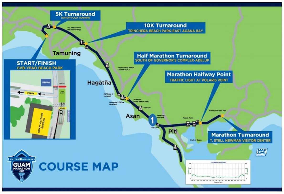 United Airlines Guam Marathon Mappa del percorso