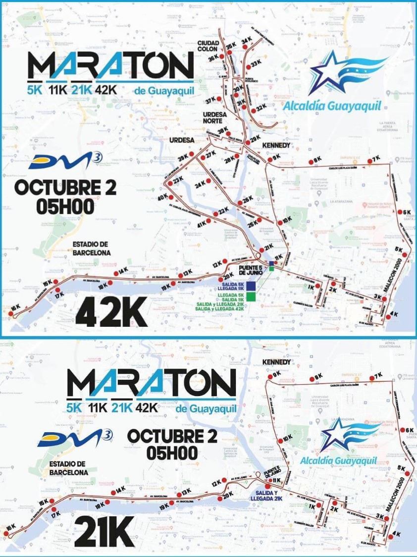 Guayaquil Marathon Mappa del percorso