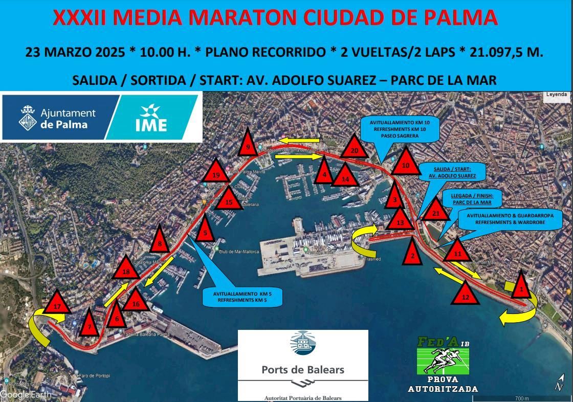 Caixabank Palma Half Marathon & 10K Routenkarte