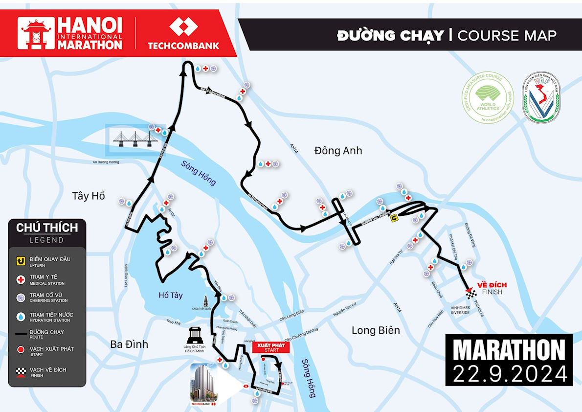 Techcombank Hanoi International Marathon Route Map