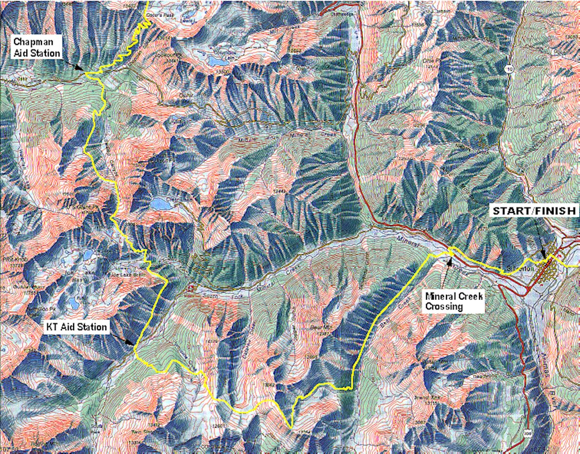 Hardrock 100 Endurance Run MAPA DEL RECORRIDO DE