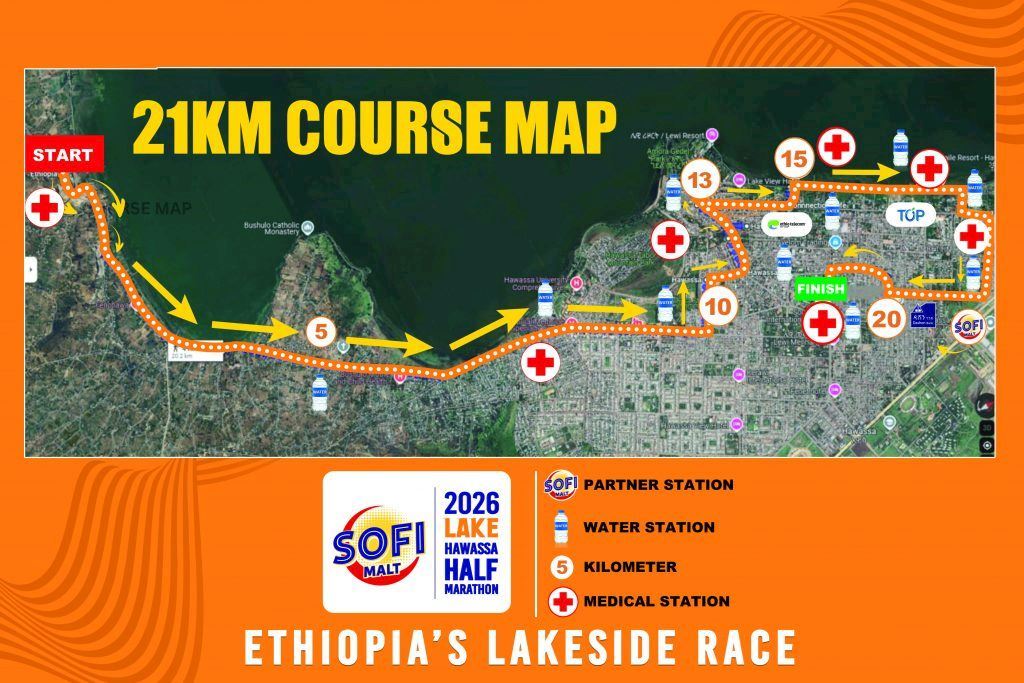 Sofi Malt Lake Hawassa Half Marathon Mappa del percorso