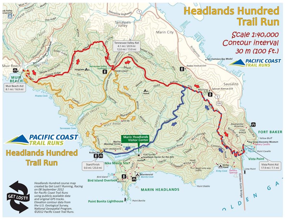 Headlands 50 Miles Routenkarte