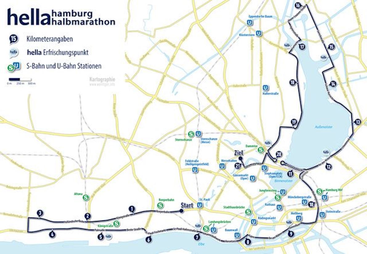 hella hamburg halbmarathon Routenkarte