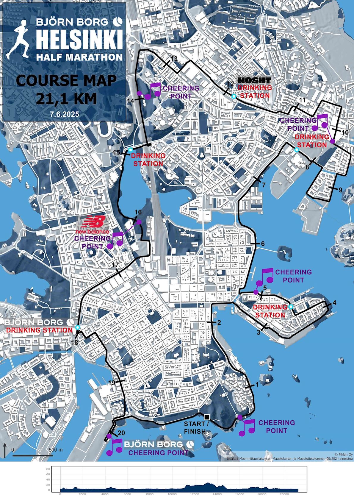 BMW Helsinki Half Marathon Mappa del percorso