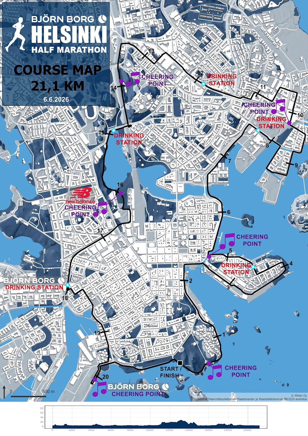 Björn Borg Helsinki Half Marathon Route Map