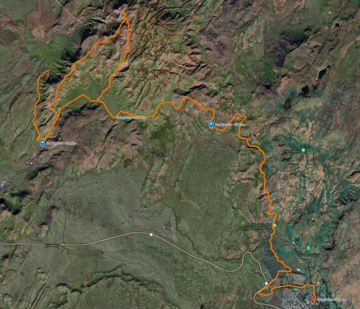 Hengill Ultra Trail Mappa del percorso