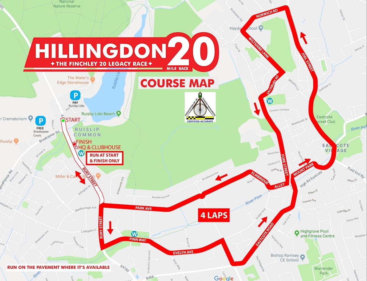  Hillingdon 20 Mappa del percorso
