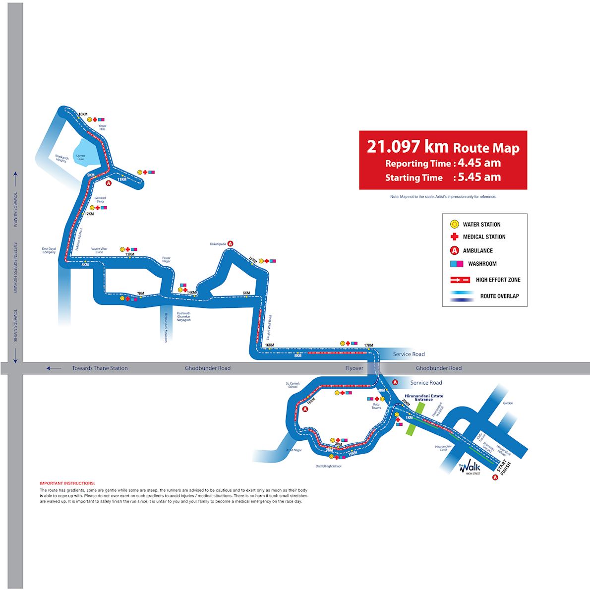 Hiranandani Thane Half Marathon MAPA DEL RECORRIDO DE